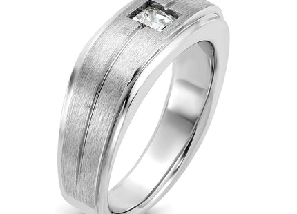 14k White Gold IBGoodman Men's Polished and Satin 3/8 carat Diamond Complete Ring (Style B63266-4WAA)