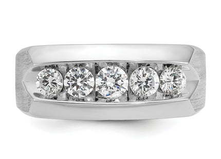 IBGoodman 14k White Gold Men's Polished and Satin 5-Stone 1 Carat AA Quality Diamond Ring