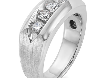 IBGoodman 14k White Gold Men's Polished and Satin 5-Stone 1 Carat AA Quality Diamond Ring