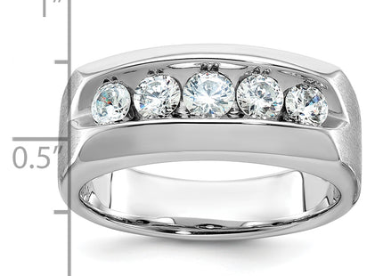 IBGoodman 14k White Gold Men's Polished and Satin 5-Stone 1 Carat AA Quality Diamond Ring