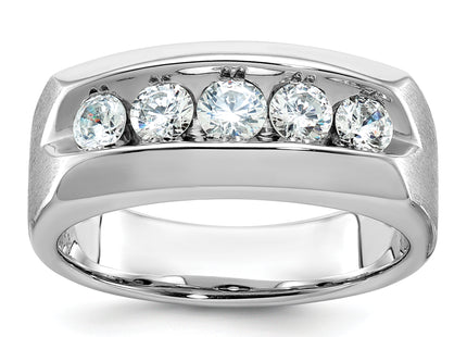 IBGoodman 14k White Gold Men's Polished and Satin 5-Stone 1 Carat AA Quality Diamond Ring