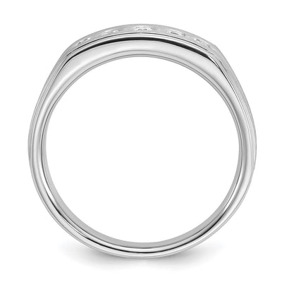 IBGoodman 14K White Gold Men's Polished Satin and Grooved 1/4 Carat AA Quality Diamond 5-Stone Ring