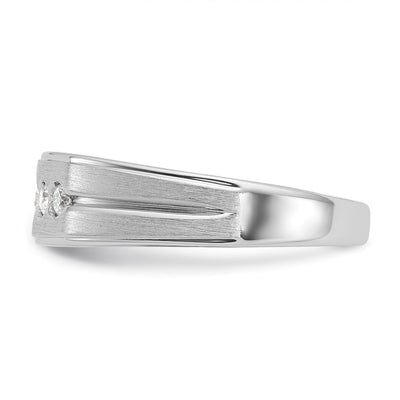 IBGoodman 14K White Gold Men's Polished Satin and Grooved 1/4 Carat AA Quality Diamond 5-Stone Ring