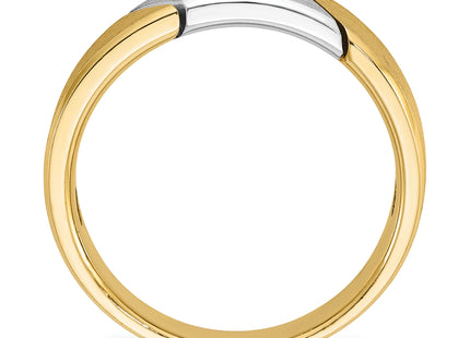 14k Two-tone IBGoodman Men's Polished and Satin 1/20 carat Diamond Complete Ring