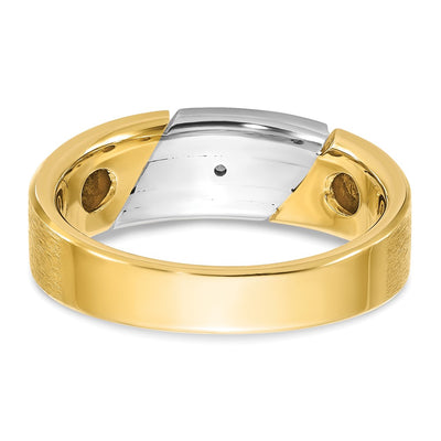 14K Two-tone IBGoodman Men's Polished and Satin 1/20 carat Diamond Complete Ring