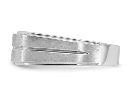 14k White Gold IBGoodman Men's Polished and Satin 1/6 carat Diamond Complete Ring