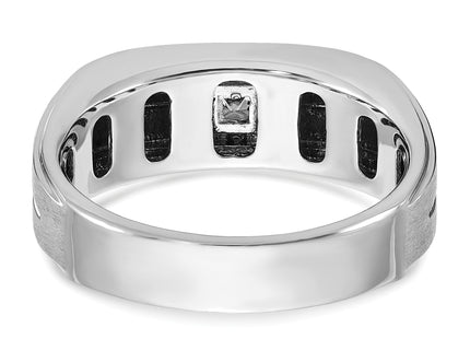 14k White Gold IBGoodman Men's Polished and Satin 1/6 carat Diamond Complete Ring