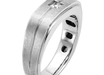 14k White Gold IBGoodman Men's Polished and Satin 1/6 carat Diamond Complete Ring