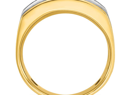 IBGoodman 14K Two-tone with Black Rhodium Men's Polished Satin and Grooved 5-Stone 1 Carat AA Quality Diamond Ring