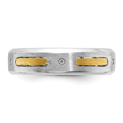 14K Two-tone IBGoodman Men's Polished and Satin Diamond Complete Ring