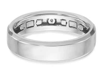 14k Two-tone IBGoodman Men's Polished and Satin Diamond Complete Ring