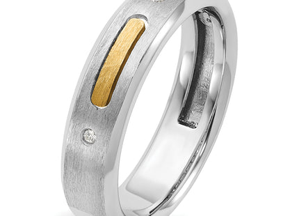 14k Two-tone IBGoodman Men's Polished and Satin Diamond Complete Ring