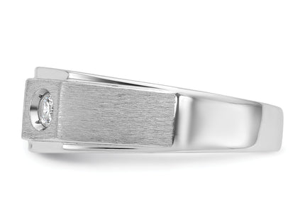 14k White Gold IBGoodman Men's Polished and Satin 3/8 carat Diamond Complete Ring
