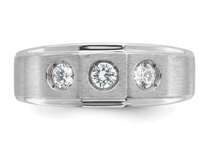 14k White Gold IBGoodman Men's Polished and Satin 3/8 carat Diamond Complete Ring