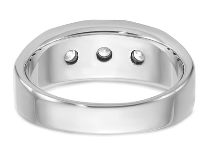 14k White Gold IBGoodman Men's Polished and Satin 3/8 carat Diamond Complete Ring