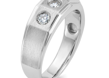 14k White Gold IBGoodman Men's Polished and Satin 3/8 carat Diamond Complete Ring