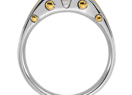 14k Two-tone IBGoodman Men's Polished and Satin 1/2 carat Diamond Complete Ring (Style B63439-4WYAA)
