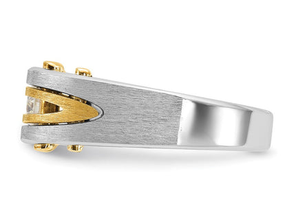 14k Two-tone IBGoodman Men's Polished and Satin 1/2 carat Diamond Complete Ring (Style B63439-4WYAA)