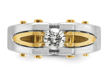 14k Two-tone IBGoodman Men's Polished and Satin 1/2 carat Diamond Complete Ring (Style B63439-4WYAA)