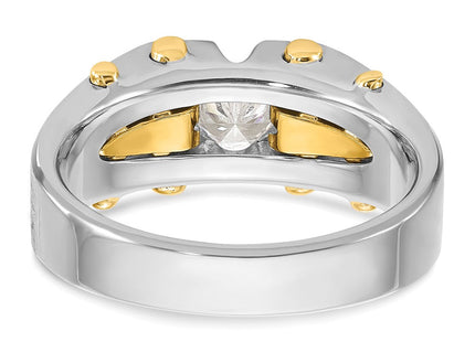 14k Two-tone IBGoodman Men's Polished and Satin 1/2 carat Diamond Complete Ring (Style B63439-4WYAA)