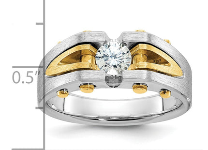 14k Two-tone IBGoodman Men's Polished and Satin 1/2 carat Diamond Complete Ring (Style B63439-4WYAA)