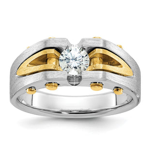 14k Two-tone IBGoodman Men's Polished and Satin 1/2 carat Diamond Complete Ring (Style B63439-4WYAA)