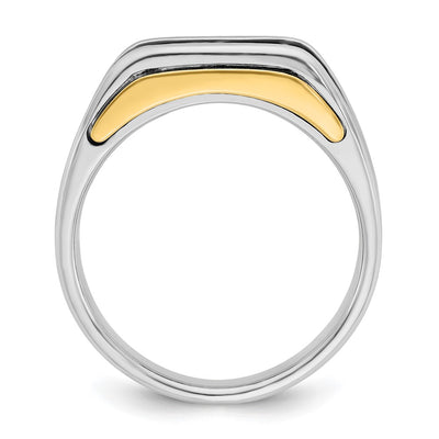 IBGoodman 14K Two-tone Men's Polished Satin and Cut-Out 3-Stone 1 Carat AA Quality Diamond Ring