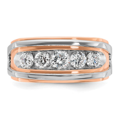 IBGoodman 14K White and Rose Gold Men's Polished and Cut-Out 5-Stone 1 Carat AA Quality Diamond Ring