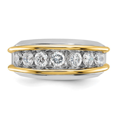 IBGoodman 14K Two-tone Men's Polished 7-Stone 1 1/5 Carat AA Quality Diamond Ring