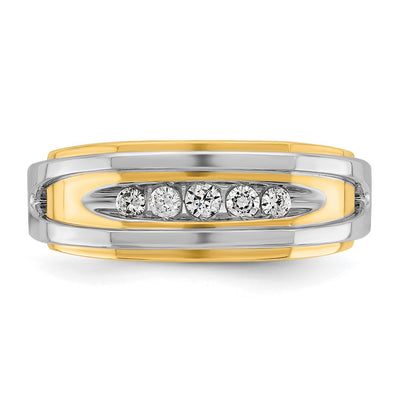 IBGoodman 14K Two-tone Men's Polished 5-Stone 1/4 Carat AA Quality Diamond Ring
