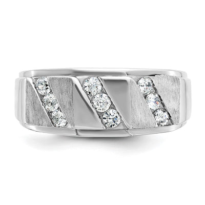 IBGoodman 14K White Gold Men's Polished and Satin 1/2 Carat AA Quality Diamond Ring