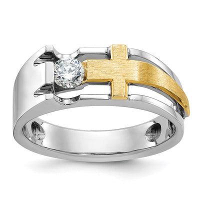 14K gold diamond cross ring