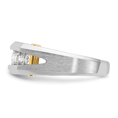 IBGoodman 14K Two-tone Men's Polished and Satin Cut-Out 5-Stone 1 Carat AA Quality Diamond Ring