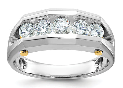 IBGoodman 14k Two-tone Men's Polished and Satin Cut-Out 5-Stone Ring Mounting