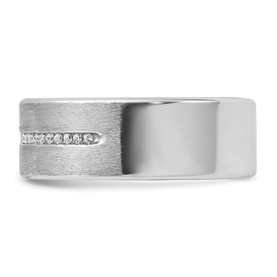 IBGoodman 14K White Gold Men's Polished and Satin 1/5 Carat AA Quality Diamond Ring