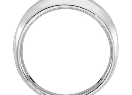 14k White Gold IBGoodman Men's Polished and Satin 1/6 carat Diamond Complete Ring (Style B63683-4WAA)