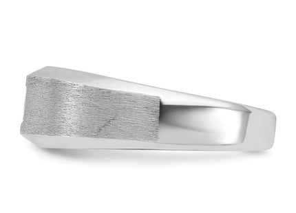 14k White Gold IBGoodman Men's Polished and Satin 1/6 carat Diamond Complete Ring (Style B63683-4WAA)