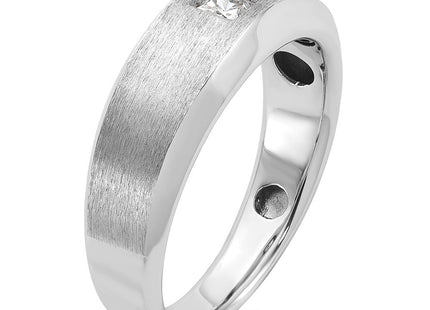 14k White Gold IBGoodman Men's Polished and Satin 1/6 carat Diamond Complete Ring (Style B63683-4WAA)