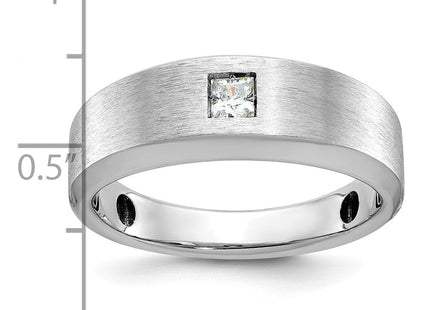 14k White Gold IBGoodman Men's Polished and Satin 1/6 carat Diamond Complete Ring (Style B63683-4WAA)