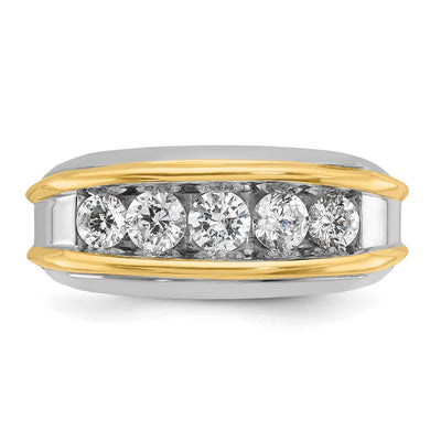 IBGoodman 14K Two-tone Men's Polished 5-Stone 1 Carat AA Quality Diamond Ring