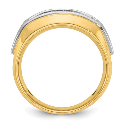 14K Two-tone IBGoodman Men's Polished and Satin 2-Row 1/2 Carat AA Quality Diamond Ring