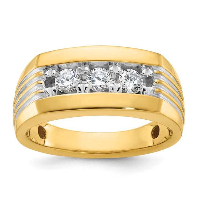 14k Yellow & Rhodium Rings Style B63723 - Classique Jewelry Inc.