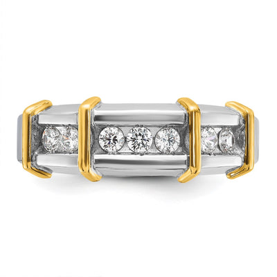 IBGoodman 14K Two-tone Men's Polished 7-Stone 1/2 Carat AA Quality Diamond Ring