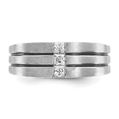 14K White Gold with Black Rhodium IBGoodman Men's Satin 1/3 carat Diamond Complete Ring