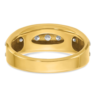IBGoodman 14K with White Rhodium Men's Polished 7-Stone 1/2 Carat AA Quality Diamond Ring