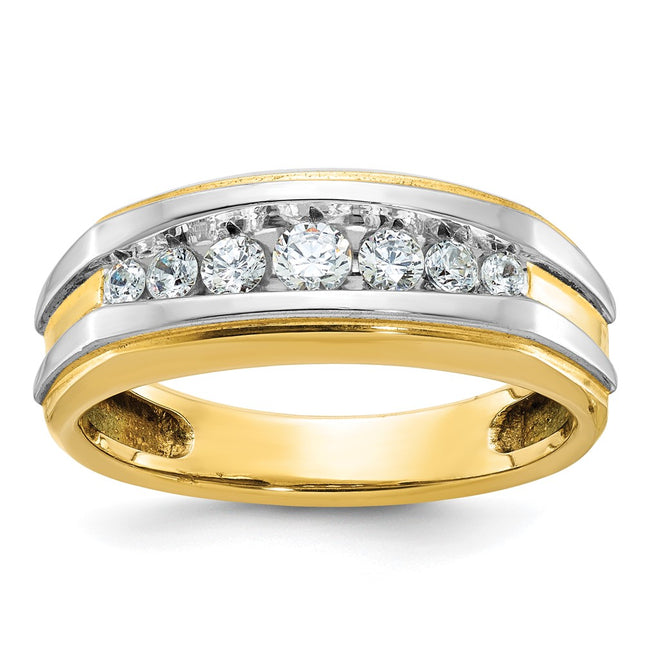 14k Yellow & Rhodium Rings Style B63824 - Classique Jewelry Inc.