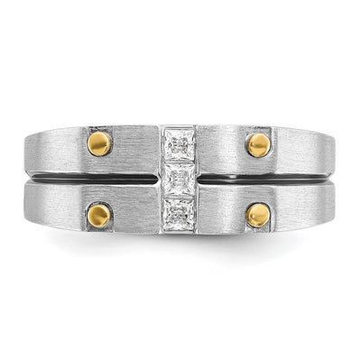 14K Two-tone w/Black Rhodium IBGoodman Men's Satin 1/3 carat Diamond Complete Ring