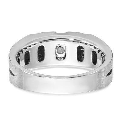 14K Two-tone w/Black Rhodium IBGoodman Men's Satin 1/3 carat Diamond Complete Ring