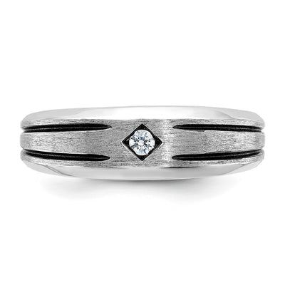 14K White Gold with Black Rhodium IBGoodman Men's Satin 1/20 carat Diamond Complete Ring