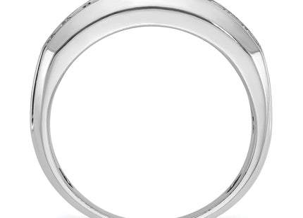 IBGoodman 14k White Gold Men's Polished Satin and Grooved 2-Row Ring Mounting
